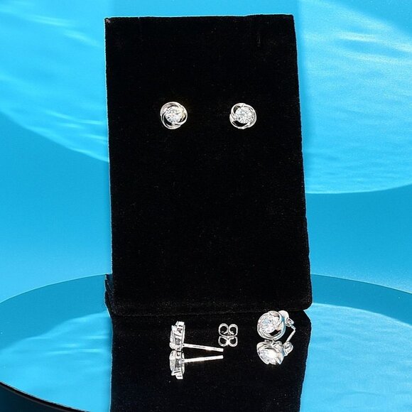 Ae Cee R. Jewelry - Andera Love Cubic Zirconia 925 Sterling Silver Love Knot Earrings Gift Packaged